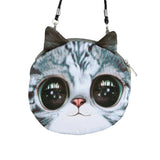 New Cute Women Shoulder Bag Cat Face Cartoon Print Zipper Closure Messenger Clutch Coin Purse Bag