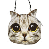 New Cute Women Shoulder Bag Cat Face Cartoon Print Zipper Closure Messenger Clutch Coin Purse Bag